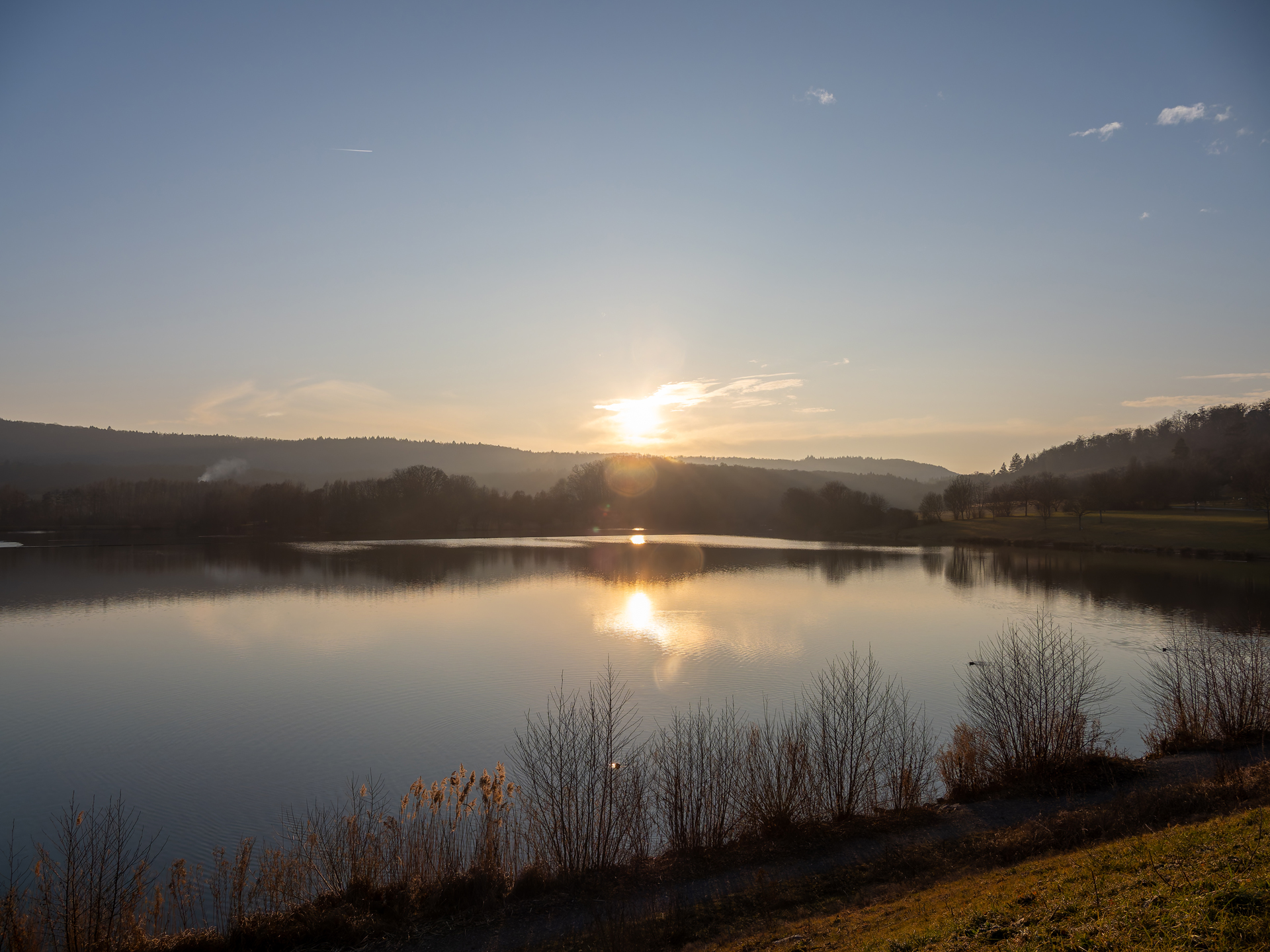 Der Stausee Ehmetsklinge bei Zaberfeld im Landkreis Heilbronn.